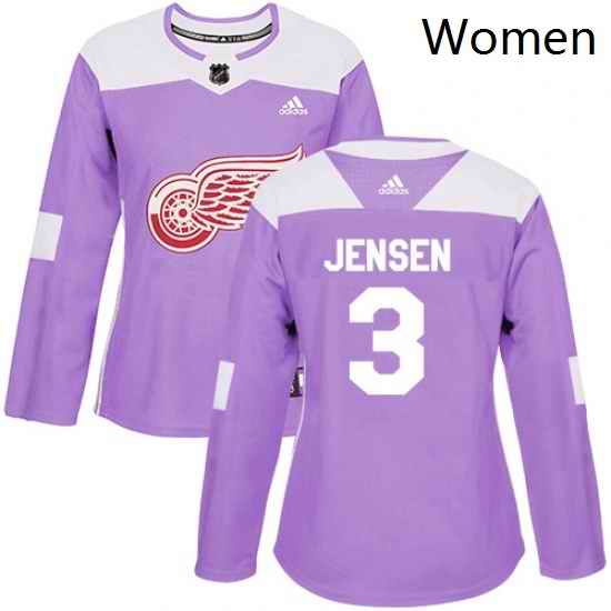 Womens Adidas Detroit Red Wings 3 Nick Jensen Authentic Purple Fights Cancer Practice NHL Jersey